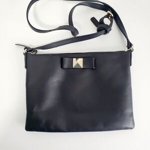 KATE SPADE ♠︎ Black Leather Crossbody with Bow and Gold Accent